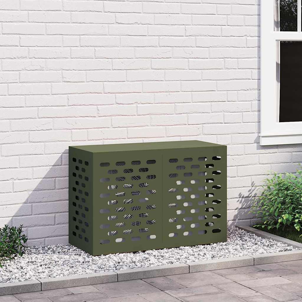 Vidaxl airconditioner hoes olijfgroen 90 x 40 x 60 cm staal