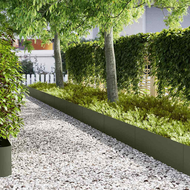 Vidaxl tuinrand 10 st 100 x 0,05 x 30 cm koudgewalst staal olijf groen