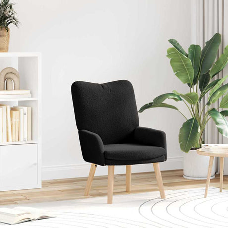 Vidaxl fauteuil zwart 63 x 67 x 94 cm schapenstof en triplex