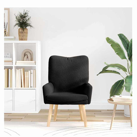 Vidaxl fauteuil zwart 63 x 67 x 94 cm schapenstof en triplex