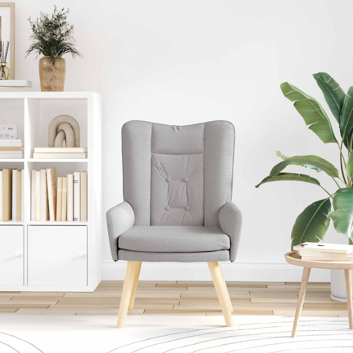 Vidaxl fauteuil wolkengrijs stof en multiplex