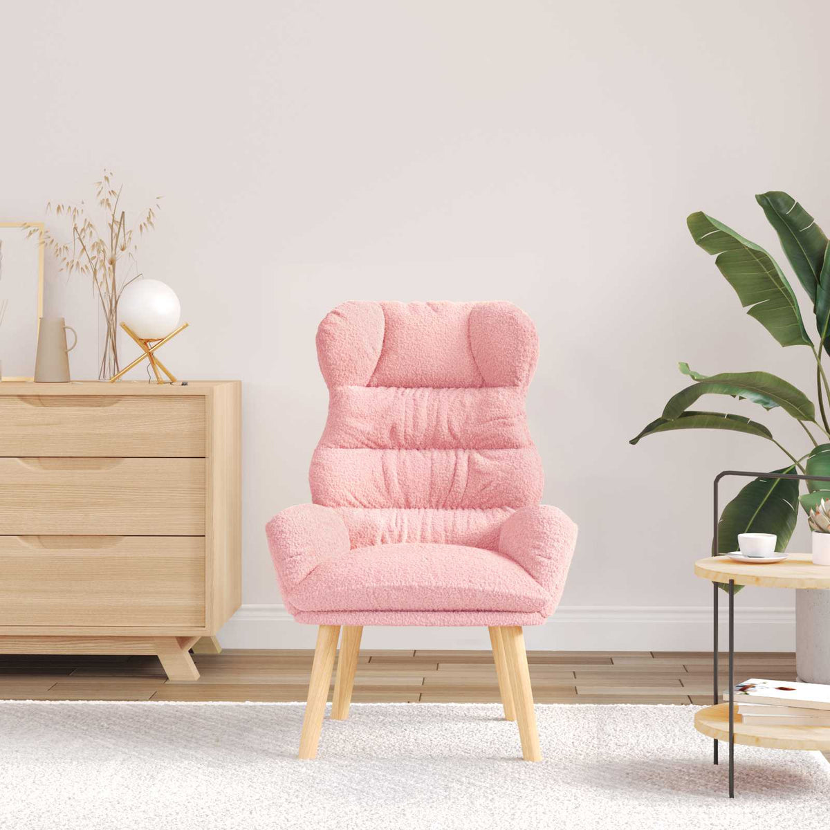 Vidaxl fauteuil roze 69 x 74 x 93 cm sherpa stof