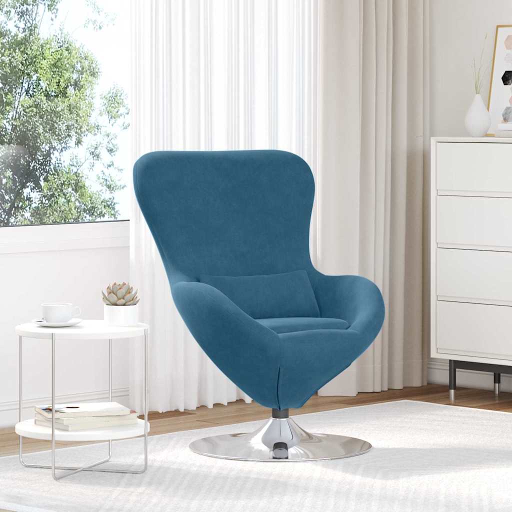 Vidaxl eivormige stoel blauw fluweel