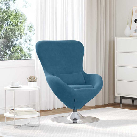Vidaxl eivormige stoel blauw fluweel