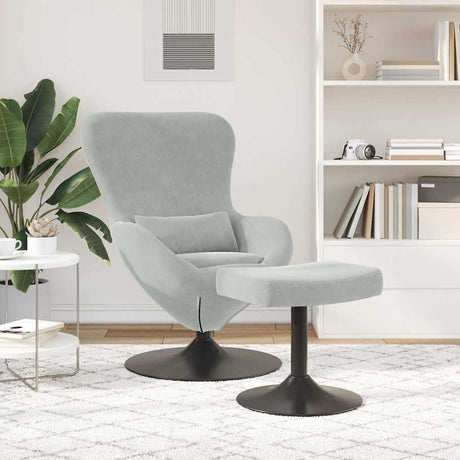 Vidaxl egg chair met voetsteun lichtgrijs fluweel
