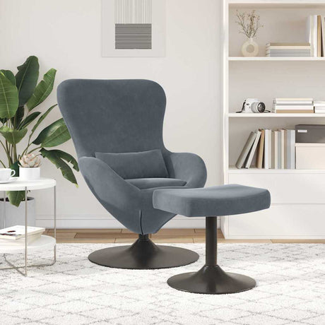 Vidaxl egg chair met voetsteun donkergrijs fluweel