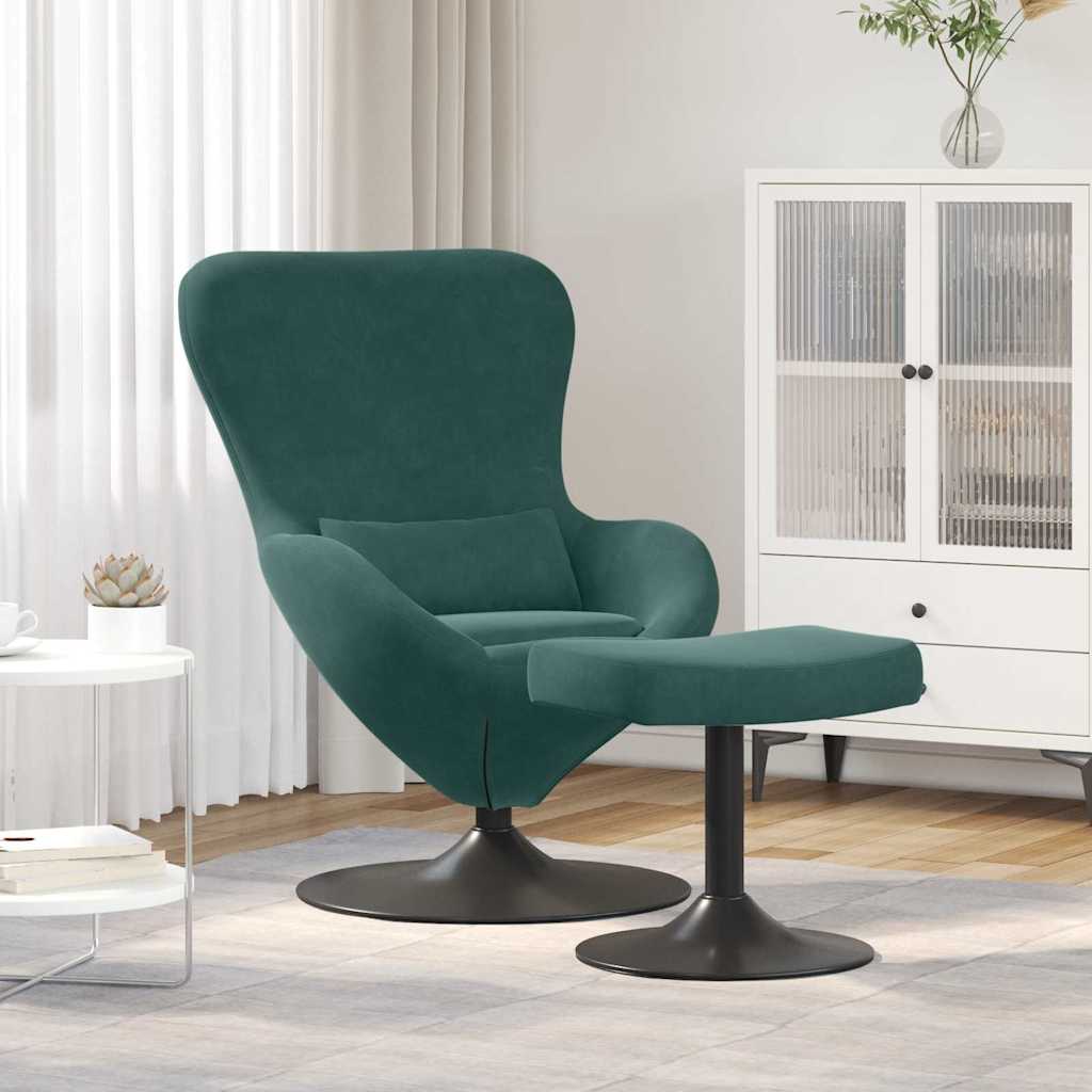 Vidaxl egg chair met voetsteun donkergroen fluweel