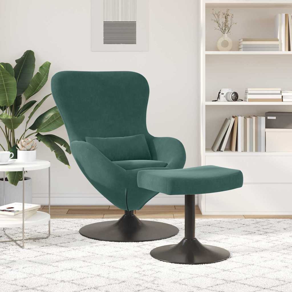 Vidaxl egg chair met voetsteun donkergroen fluweel
