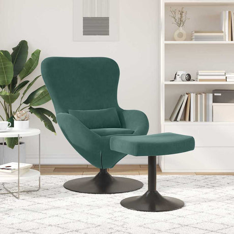 Vidaxl egg chair met voetsteun donkergroen fluweel