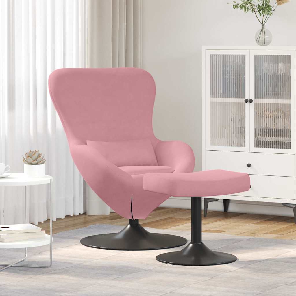 Vidaxl egg chair met voetsteun roze fluweel