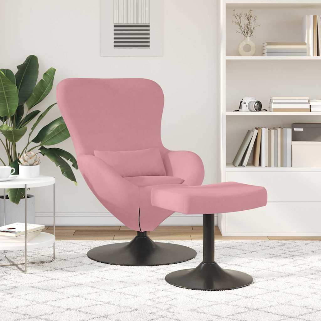 Vidaxl egg chair met voetsteun roze fluweel