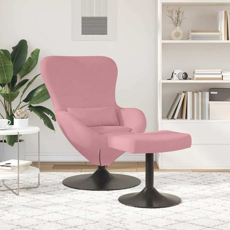 Vidaxl egg chair met voetsteun roze fluweel