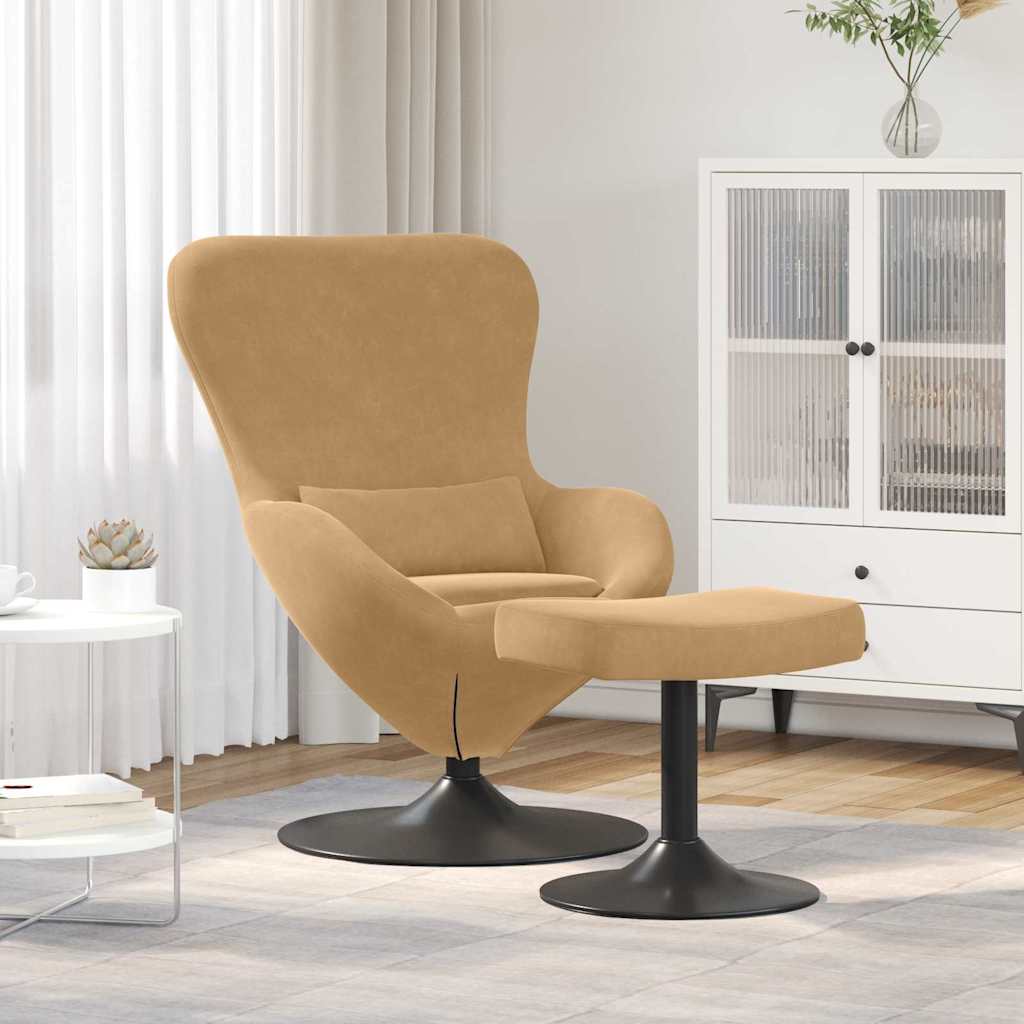 Vidaxl egg chair met voetsteun bruin fluweel