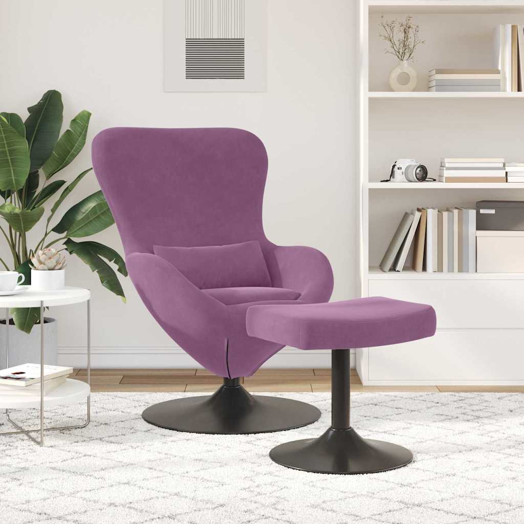 Vidaxl egg chair met voetsteun paars fluweel