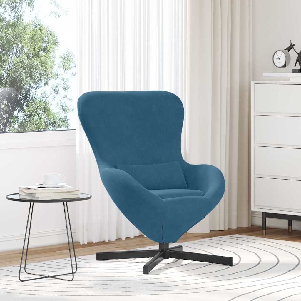 Vidaxl eivormige stoel blauw 63 x 73 x 90 cm fluweel