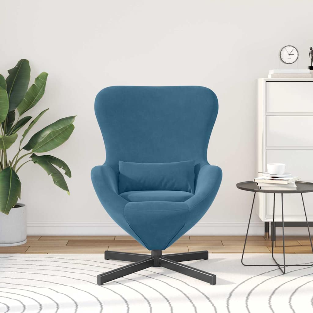 Vidaxl eivormige stoel blauw 63 x 73 x 90 cm fluweel