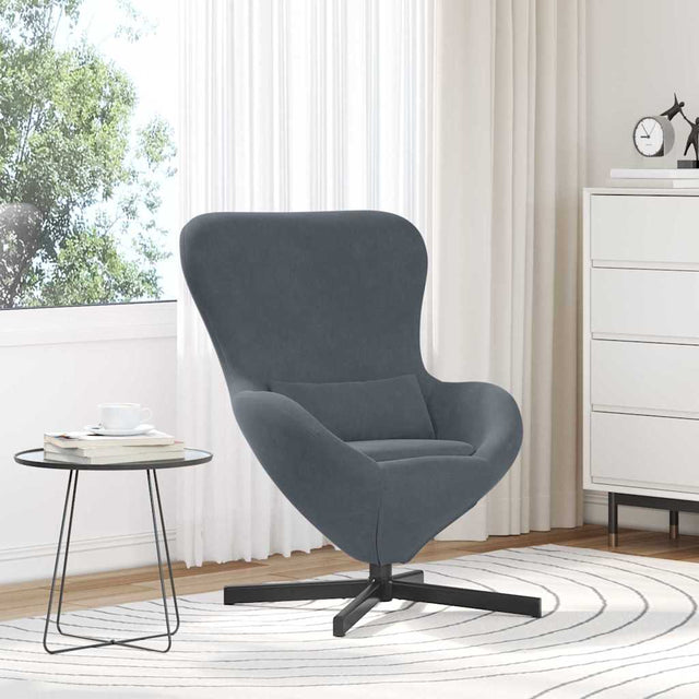 Vidaxl eivormige stoel donkergrijs 63 x 73 x 90 cm fluweel