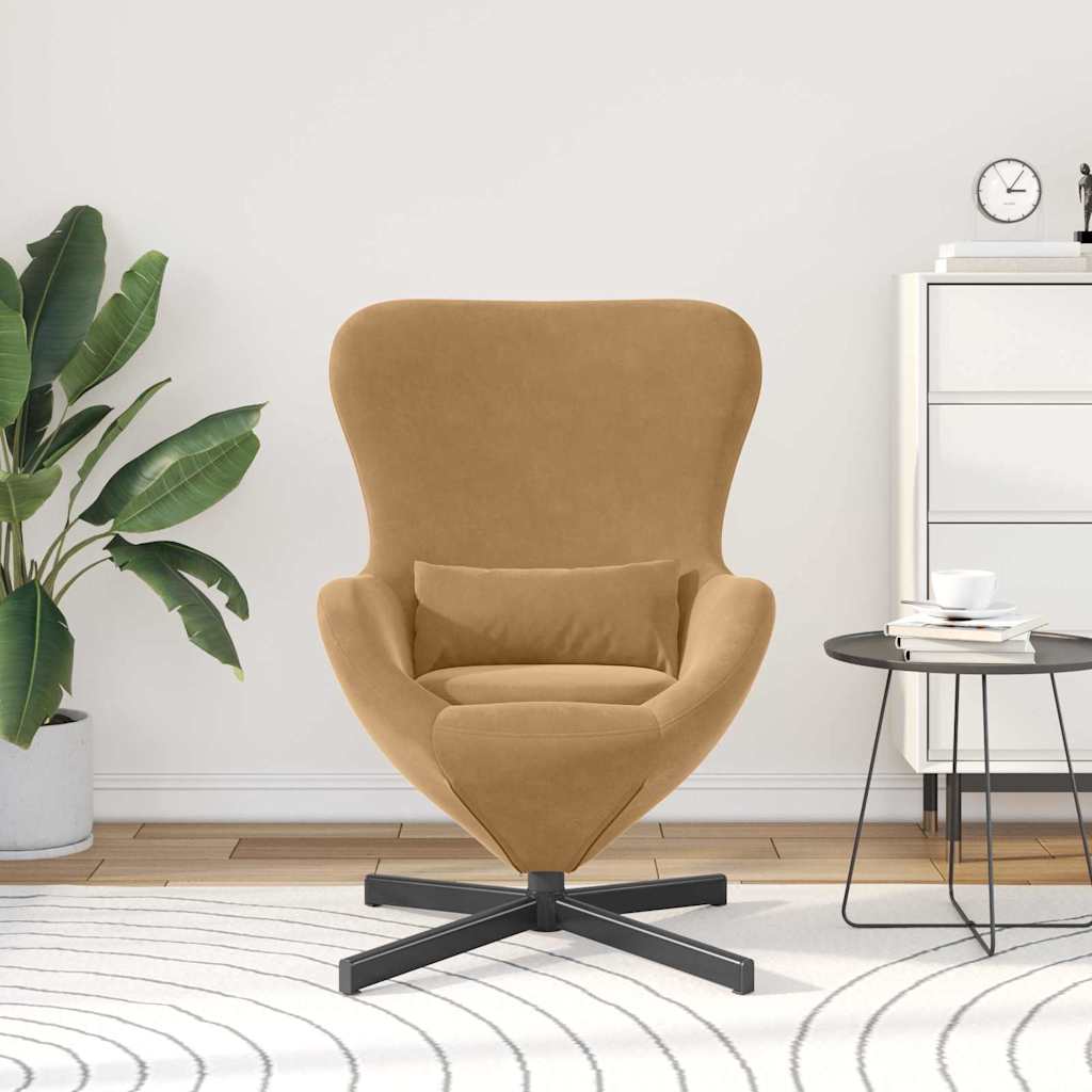 Vidaxl eivormige stoel bruin 63 x 73 x 90 cm fluweel