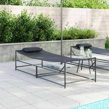 Vidaxl tuin zonnebed 2 st zwart gepoedercoat staal