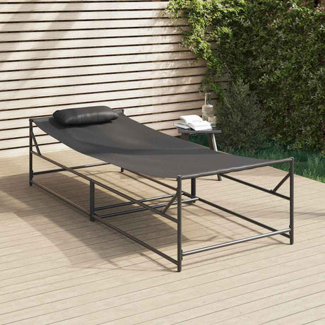 Vidaxl tuin zonnebed 2 st zwart gepoedercoat staal