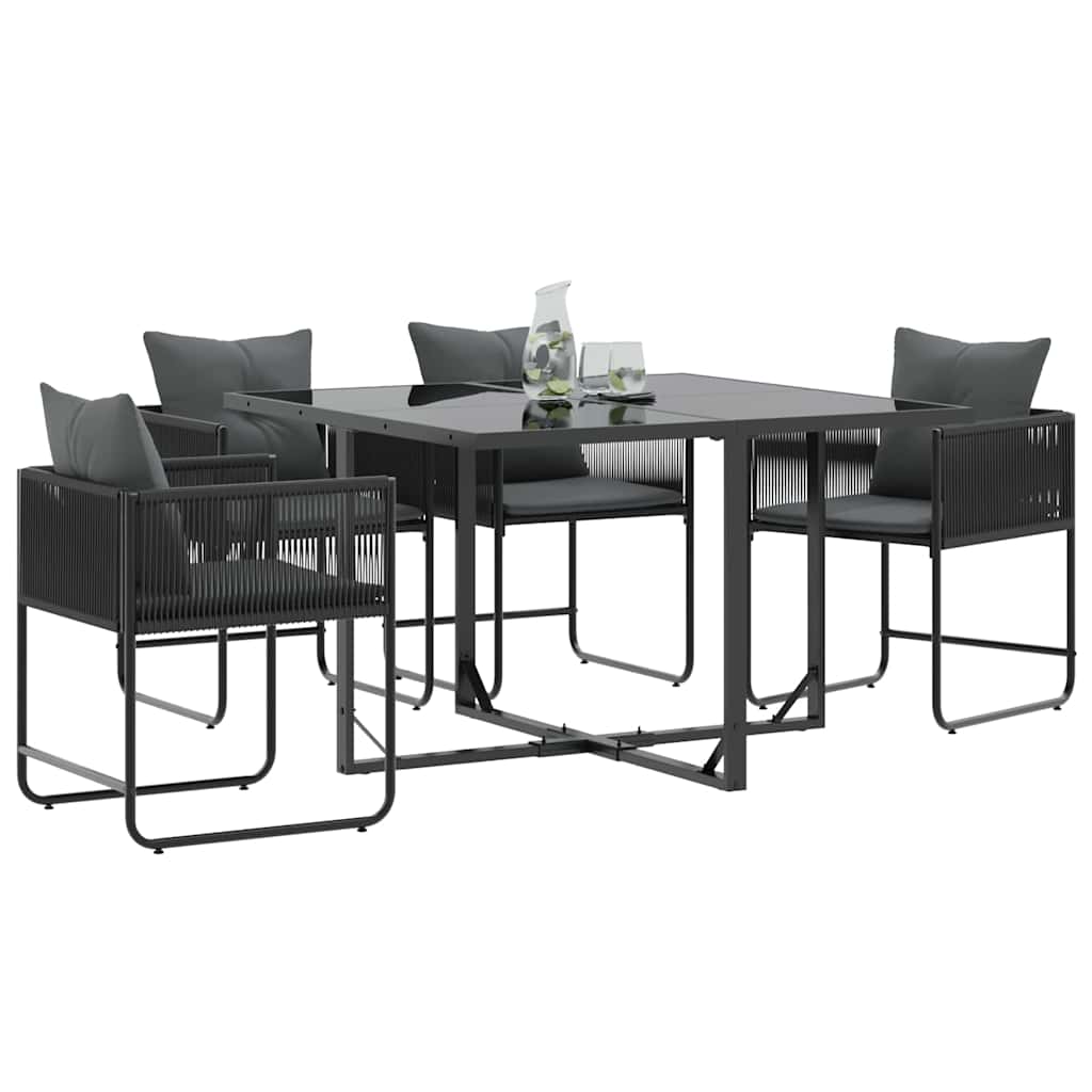 Vidaxl stoel 4 st zwart en anthraciet pe rattan