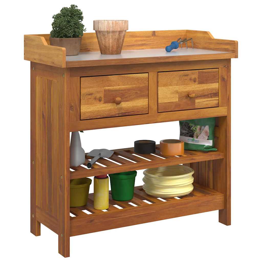 Vidaxl tuinkast met lade naturel 78 x 36,5 x 78cm massief acaciahout