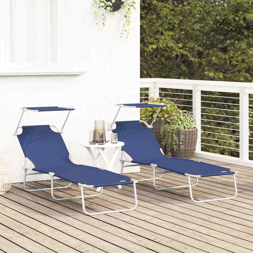 Vidaxl ligstoel 2 st polyester blauw
