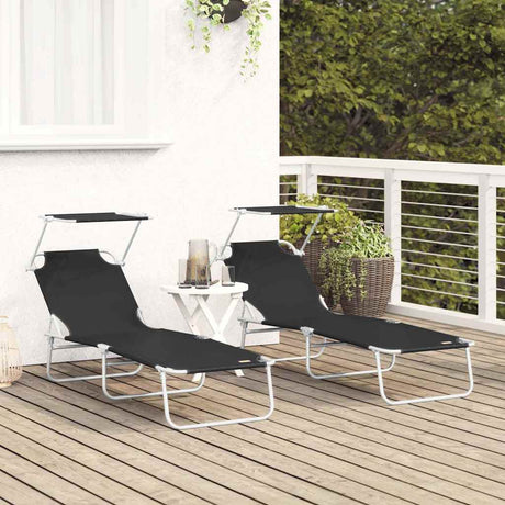Vidaxl ligstoel 2 st polyester zwart