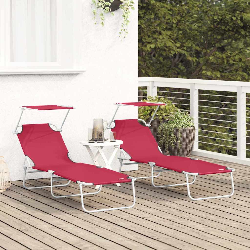 Vidaxl ligstoel 2 st polyester rood