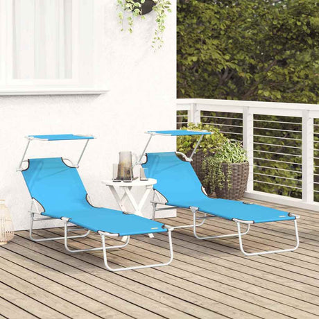 Vidaxl ligstoel 2 st polyester heldere blauw