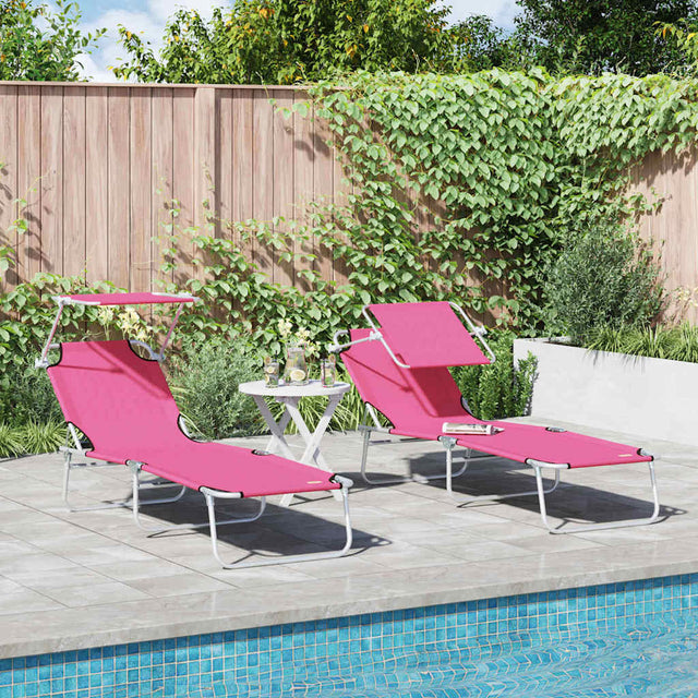 Vidaxl ligstoel 2 st polyester roze