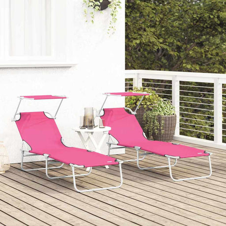 Vidaxl ligstoel 2 st polyester roze