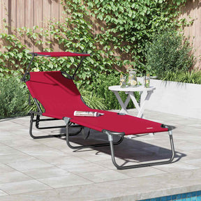 Vidaxl opvouwbare zonnebed rood 190 x 57 x 81 cm oxford