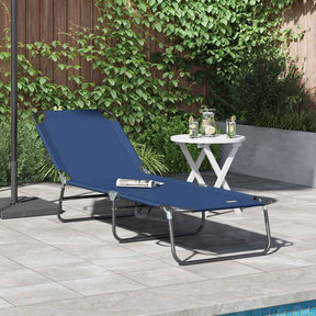 Vidaxl opvouwbare zonnebed blauw 188 x 57 x 86,5 cm polyester