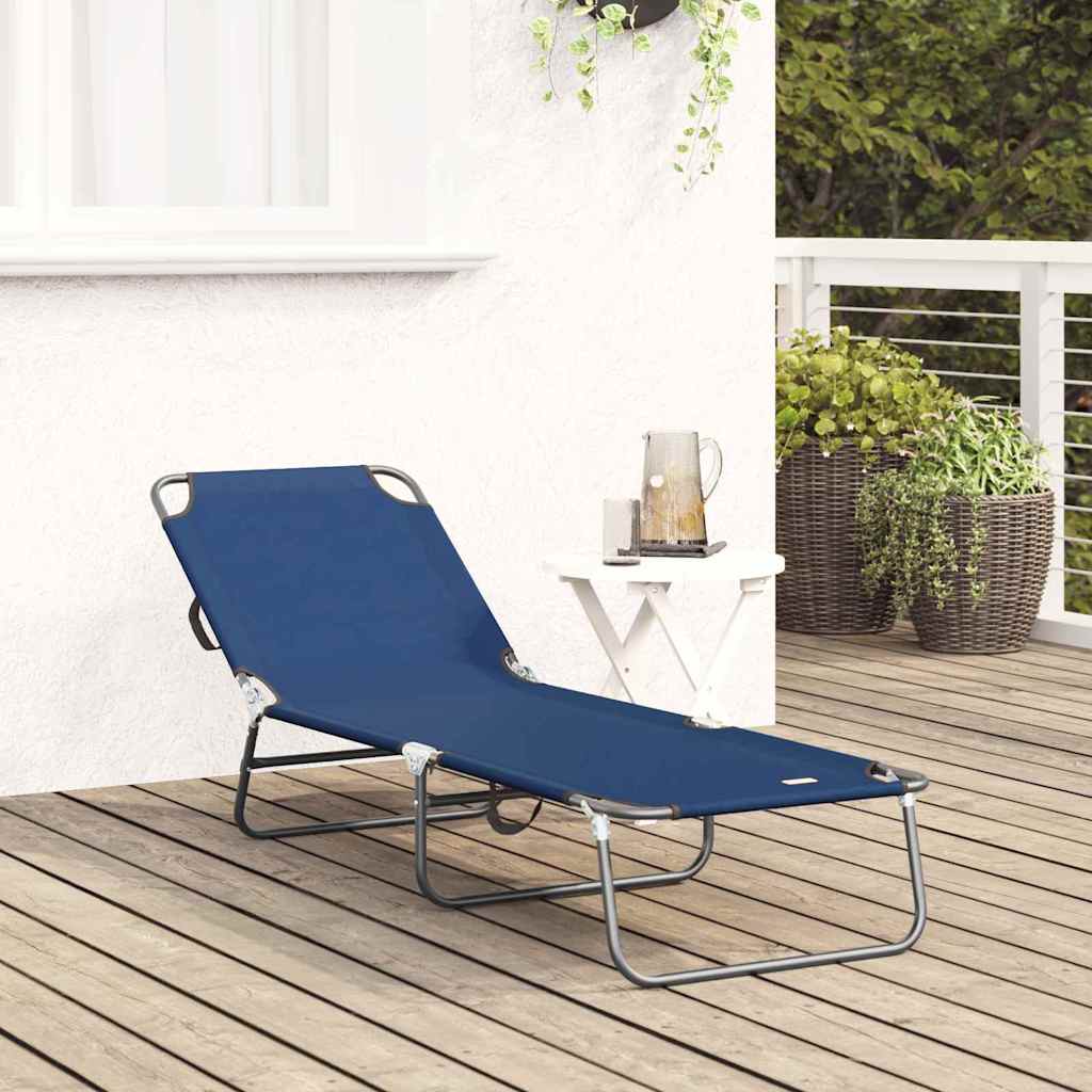 Vidaxl opvouwbare zonnebed blauw 188 x 57 x 86,5 cm polyester