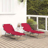 Vidaxl opvouwbare zonnebed 2 st polyester rood