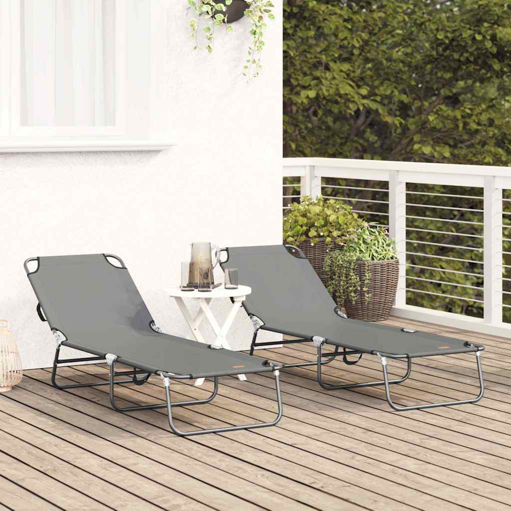 Vidaxl opvouwbare zonnebed 2 st polyester grijs