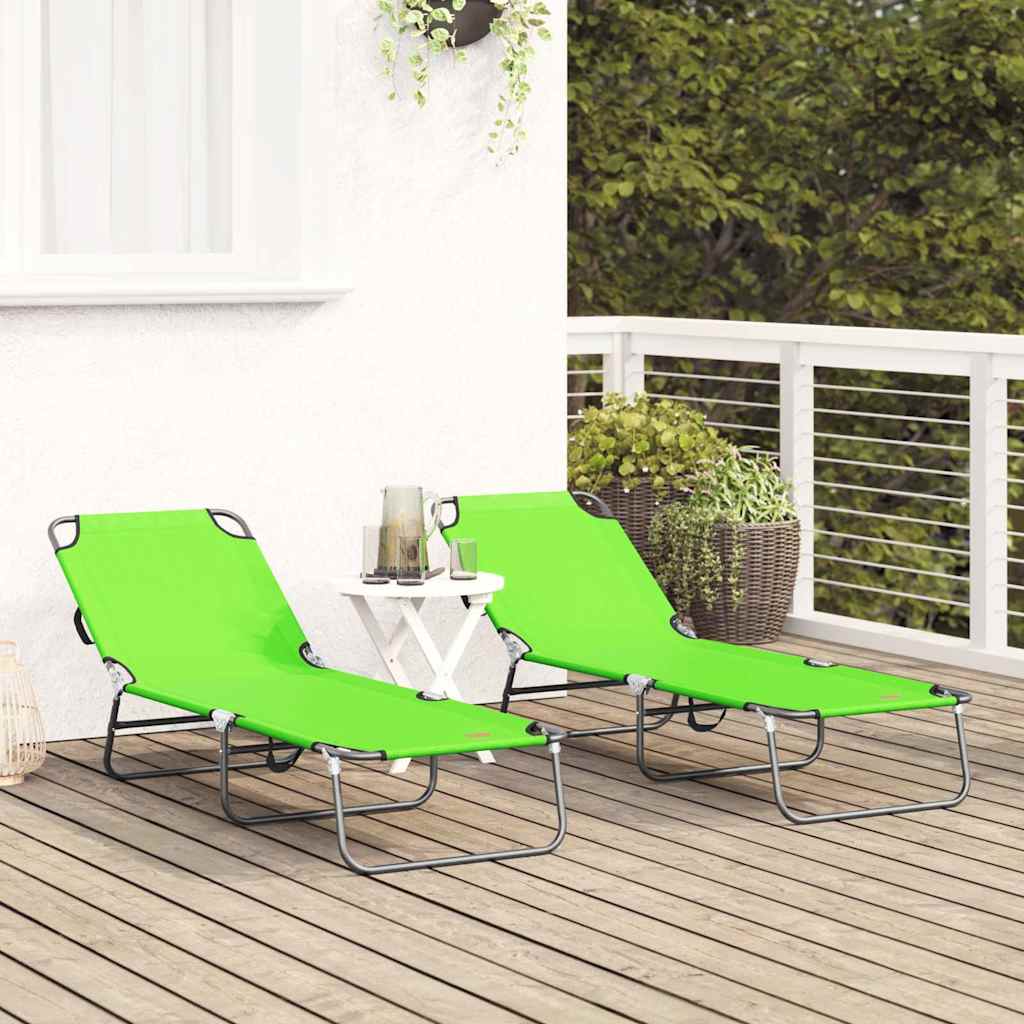 Vidaxl opvouwbare zonnebed 2 st polyester groen