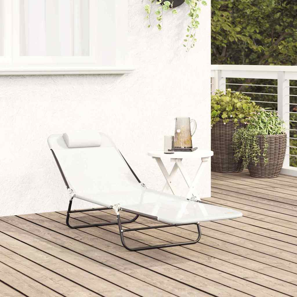 Vidaxl opvouwbare zonnebed crème 182 x 55 x 85,5 cm textileen