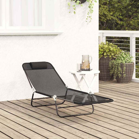 Vidaxl opvouwbare zonnebed zwart 182 x 55 x 85,5 cm textileen