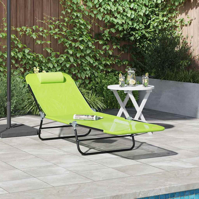 Vidaxl opvouwbare zonnebed groen 182 x 55 x 85,5 cm textileen