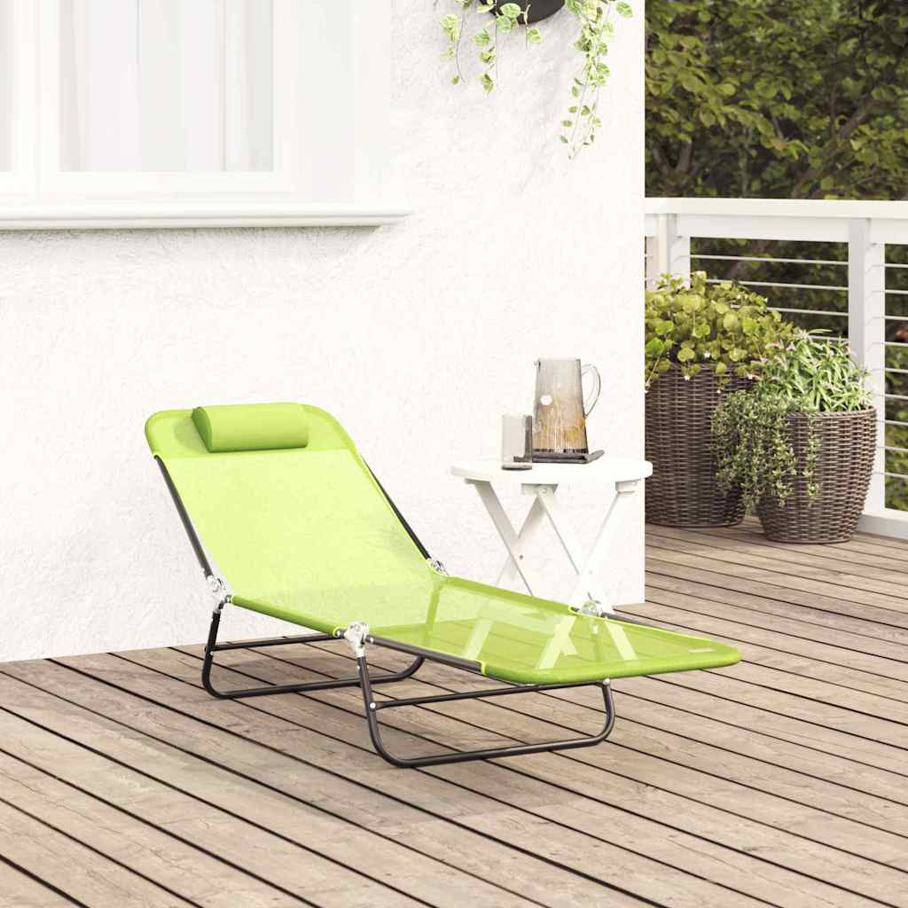 Vidaxl opvouwbare zonnebed groen 182 x 55 x 85,5 cm textileen