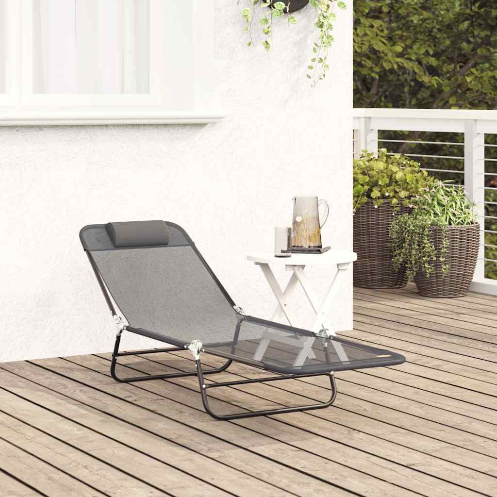 Vidaxl opvouwbare zonnebed grijs 182 x 55 x 85,5 cm textileen