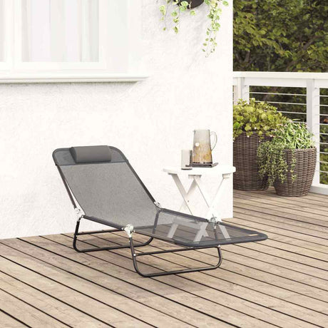 Vidaxl opvouwbare zonnebed grijs 182 x 55 x 85,5 cm textileen