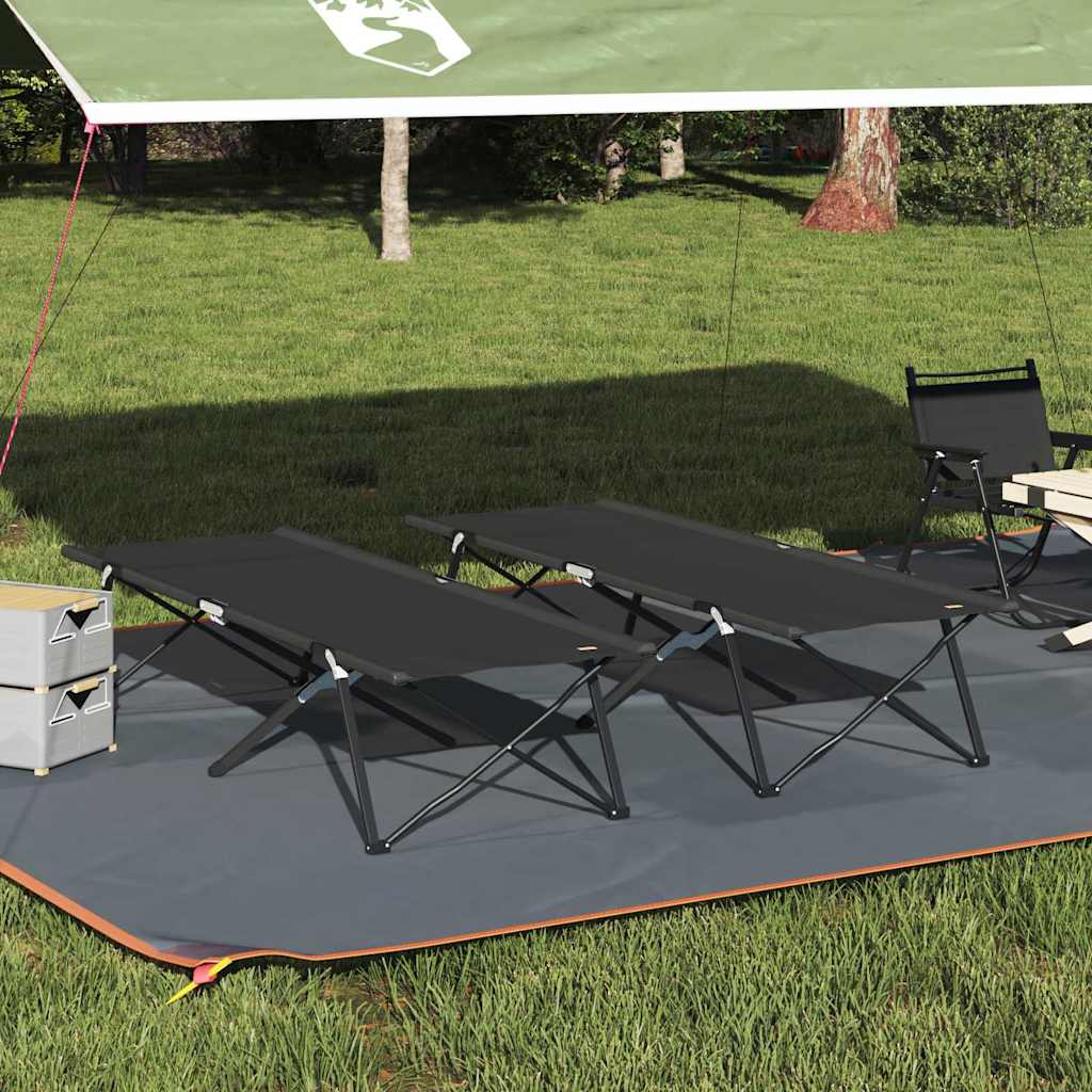 Vidaxl opvouwbaar camping bed 2 st zwart 206 x 76 x 74 cm