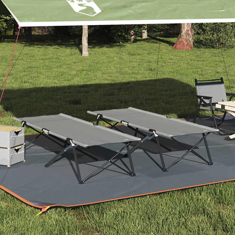Vidaxl opvouwbaar camping bed 2 st grijs 206 x 76 x 74 cm