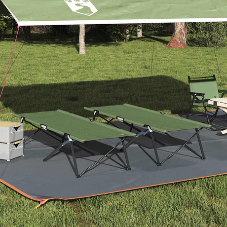 Vidaxl opvouwbaar camping bed 2 st groen 206 x 76 x 74 cm