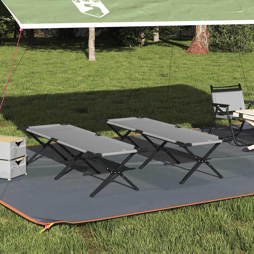 Vidaxl opvouwbaar camping bed 2 st grijs 193 x 69 x 45 cm oxford stof