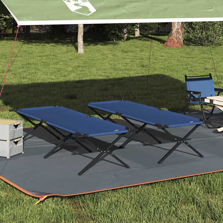 Vidaxl opvouwbaar camping bed 2 st blauw 210 x 80 x 46 cm oxford stof