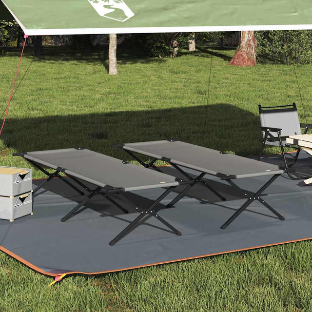 Vidaxl opvouwbaar camping bed 2 st grijs 210 x 80 x 46 cm oxford stof